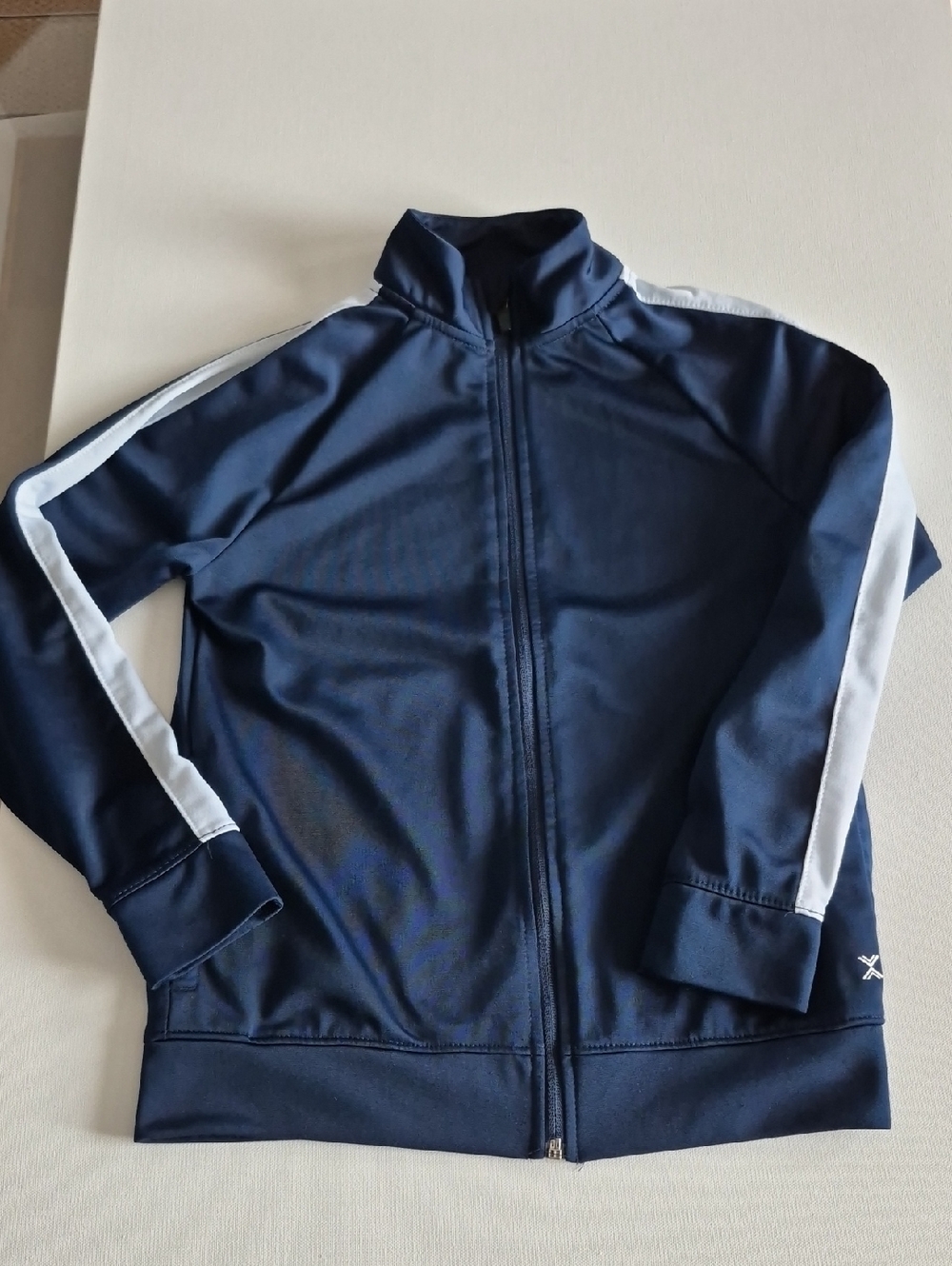 Xersion Navy Zip Up Track Jacket with White Stripes